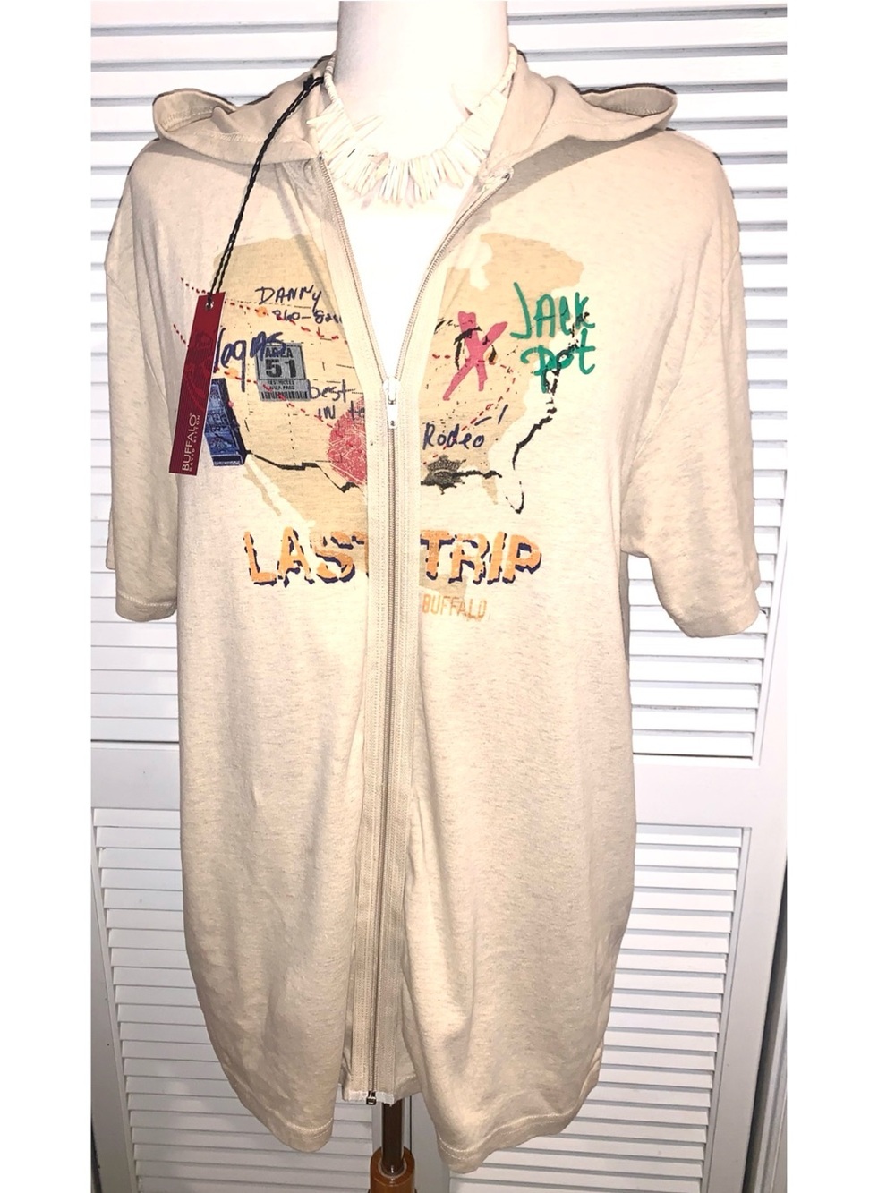 Vintage David Buffalo Britton hoodie zip up Women’s XL Deadstock NWT